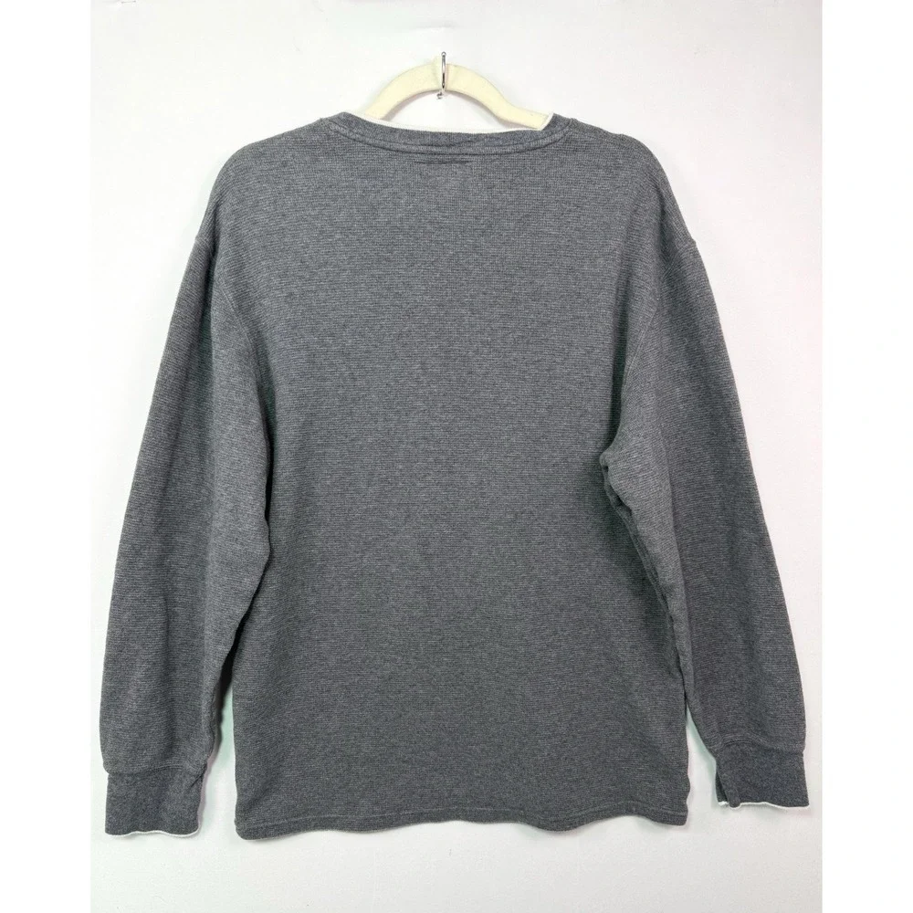 Polo Ralph Lauren Thermal Shirt Mens XL Gray Waffle Knit V‎ Neck Pony Logo
